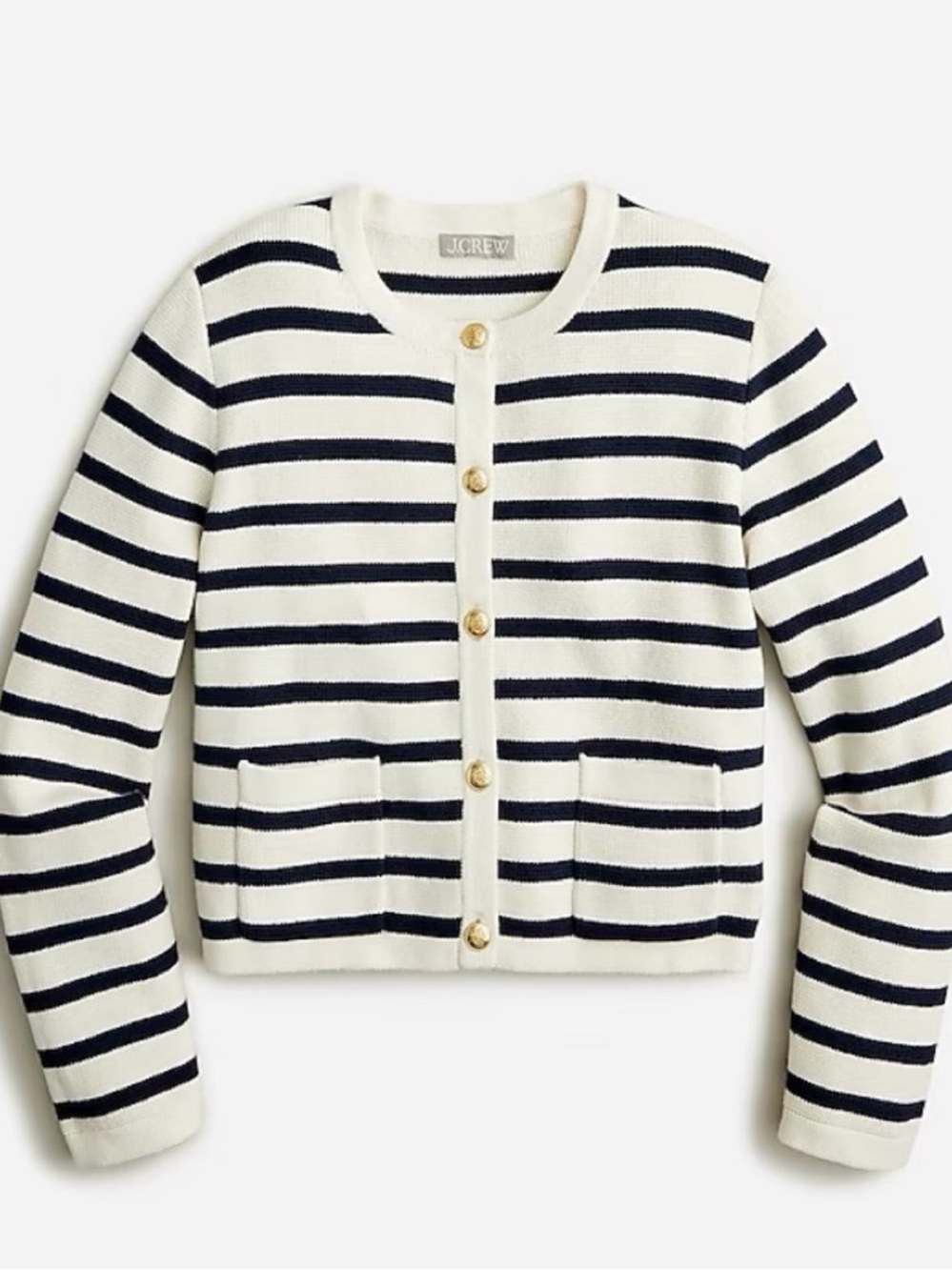 J. Crew Emilie Lady Jacket Navy & Cream Striped Button Cardigan